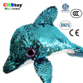 CHStoy #20A3056 stuffed sequin dophin toy custom animal sequin toy factory